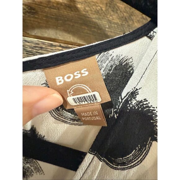 BOSS Danotta Reverse Print Dress in black and white size 6 - Picture 4 of 10